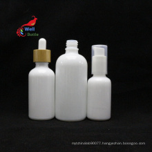 50ml opal white glass dropper pump spray bottle for hair oil serum lotion luxury cosmetic set packaging WP-16B